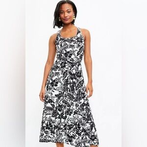 Black and White LOFT Jersey Midi Dress - XL
